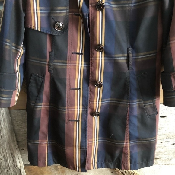 e.land Size Med Navy/Gold Plaid Spring Jacket - Picture 2 of 11